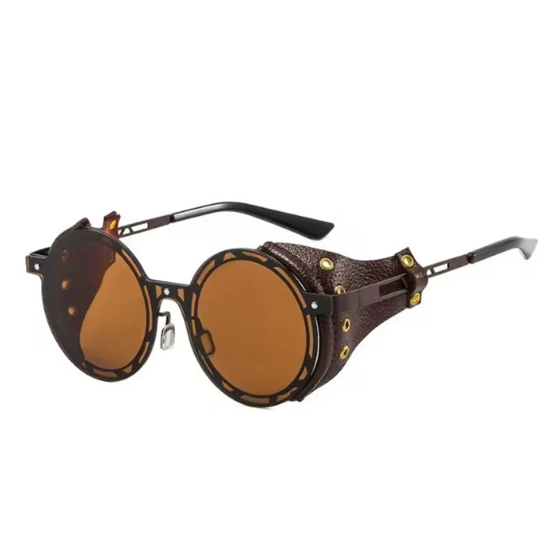 View 10 — Vintage-style steampunk sunglasses — with faux leather