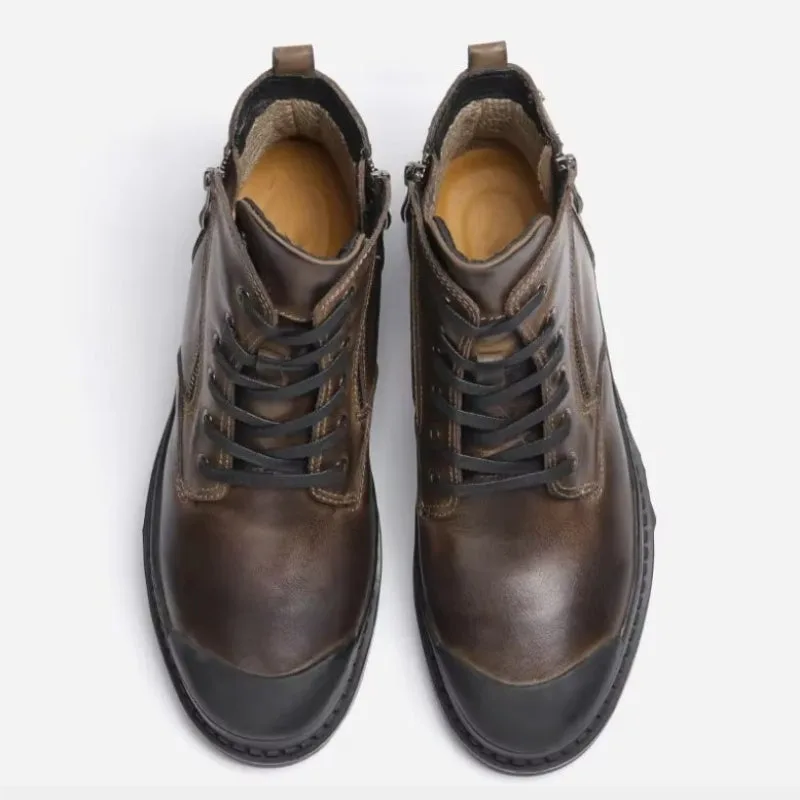 View 6 — Men’s vintage-style steampunk ankle boots — leather