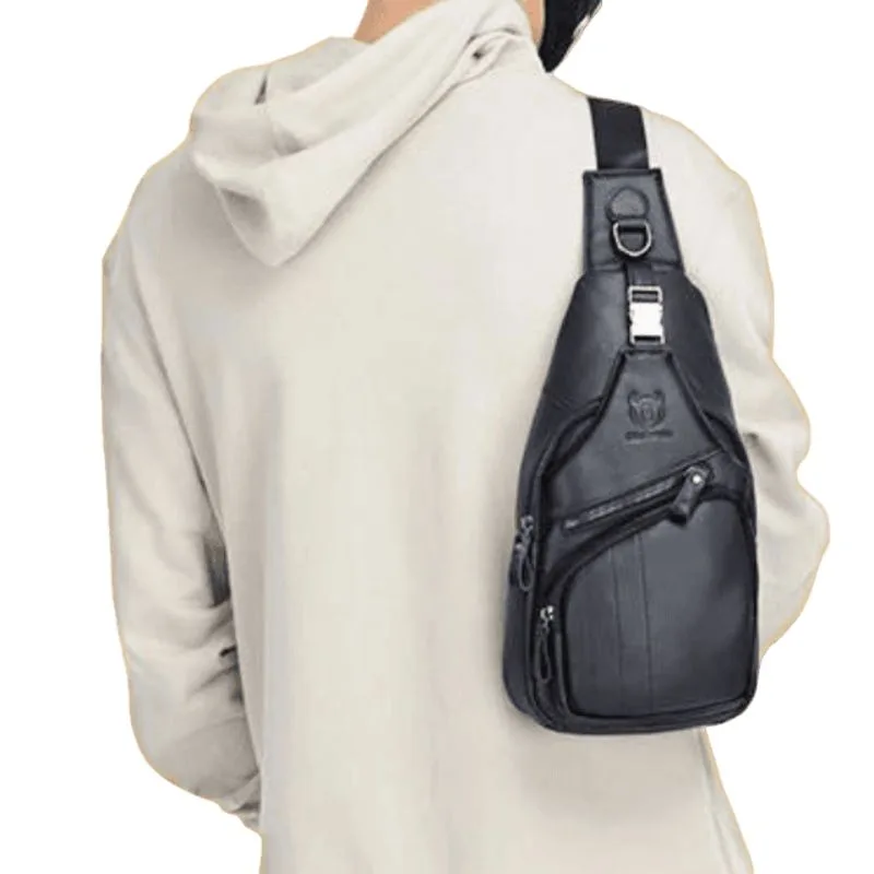 View 4 — Men’s steampunk bag — chest leather