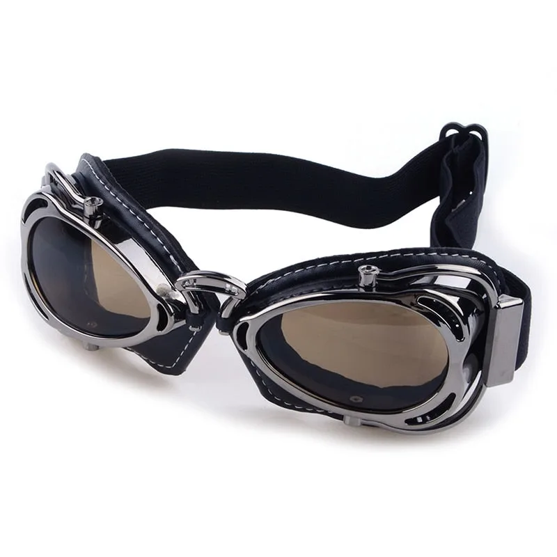 Vintage-style steampunk sunglasses — motorcycle