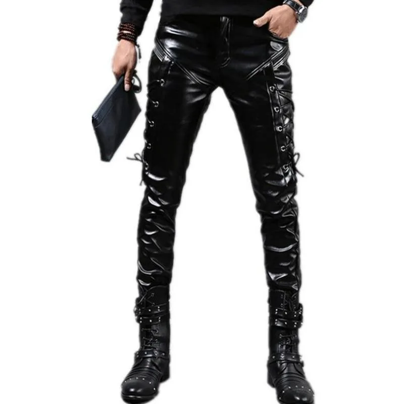 Men’s gothic steampunk trousers — faux leather
