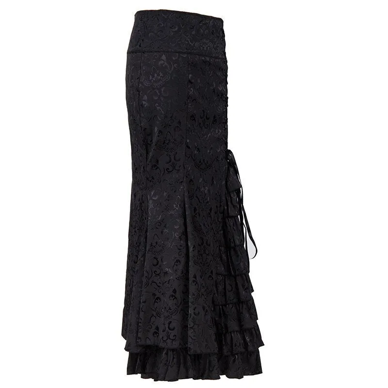 View 3 — Gothic steampunk skirt — black long