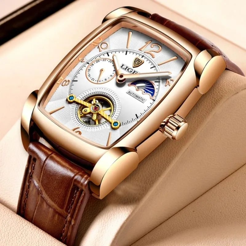 Men’s steampunk watch — rectangular elegant style