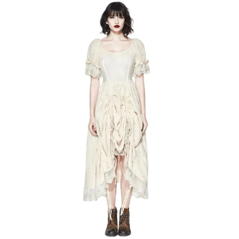 Victorian steampunk dress — off-white