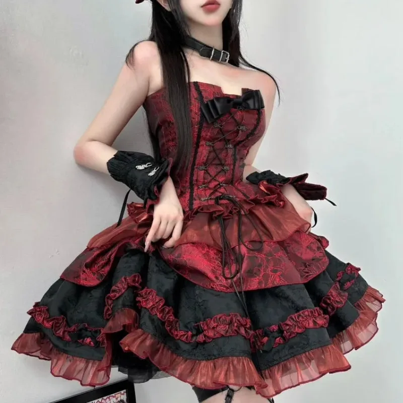 View 4 — Steampunk dress — Lolita red