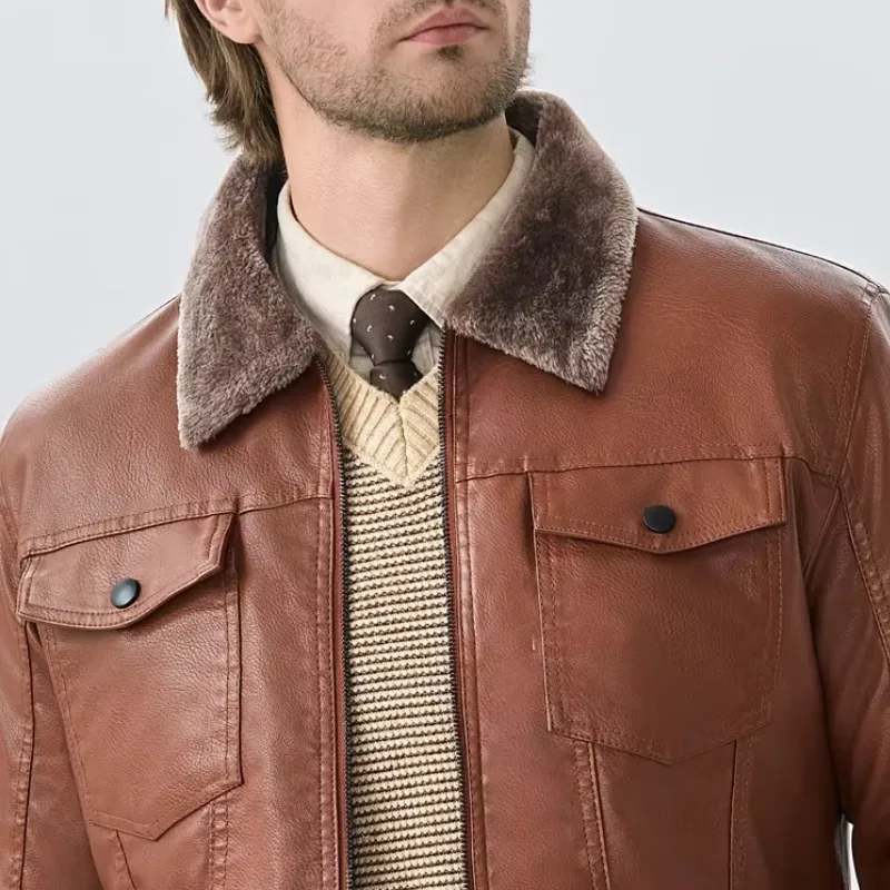 View 8 — Men’s steampunk jacket — aviator collar fur