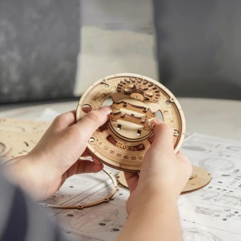 View 5 — Steampunk model kit — wood globe