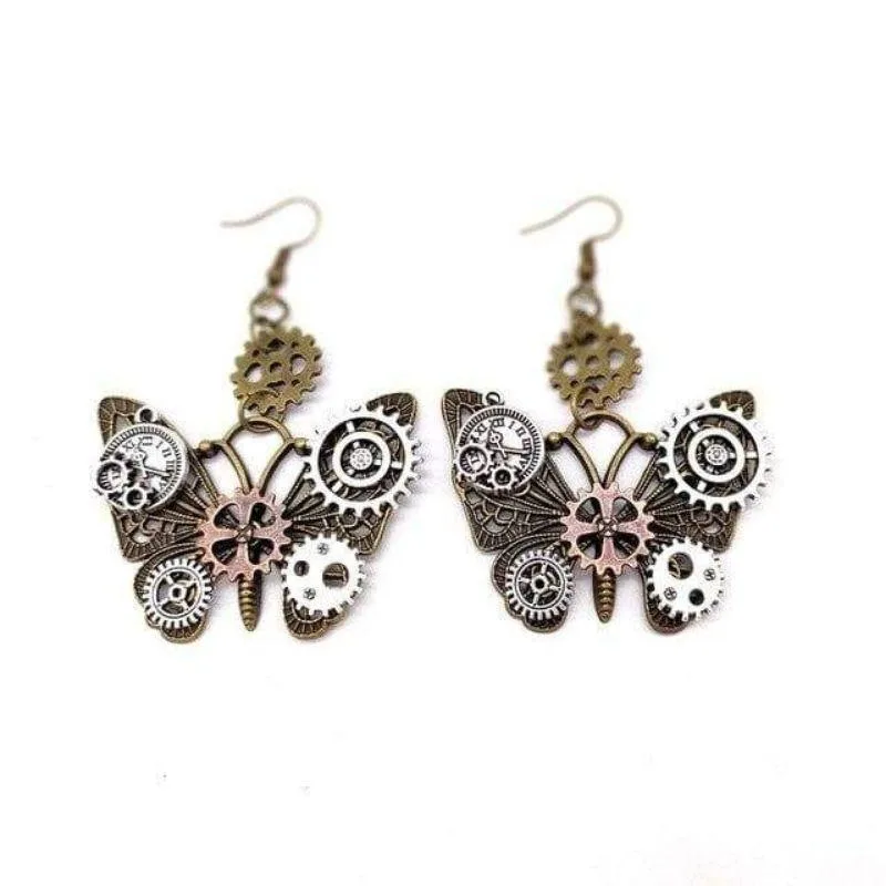 View 3 — Steampunk earrings — butterfly