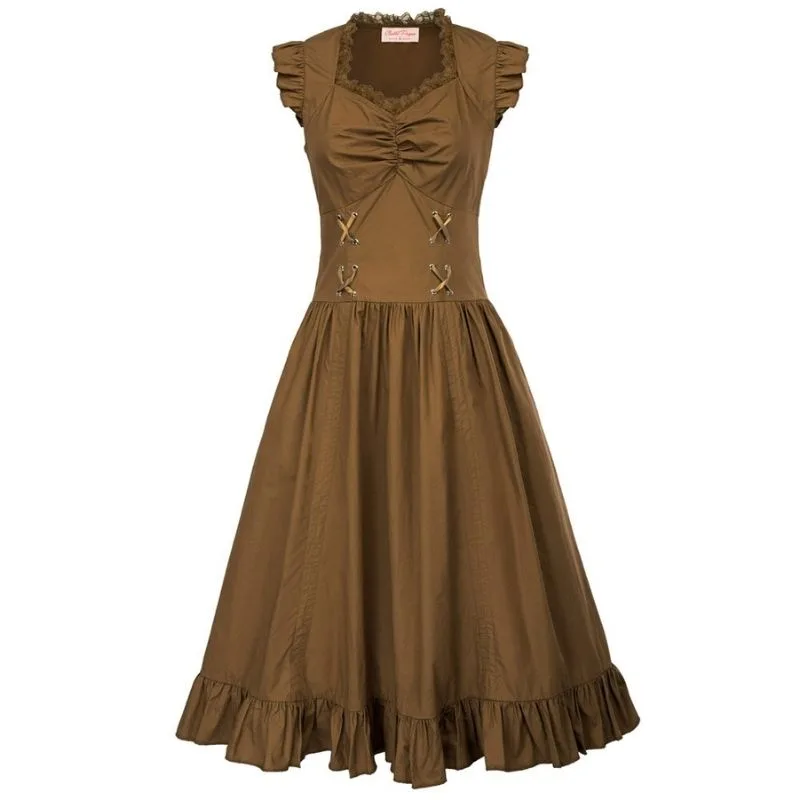 Steampunk dress — Long brown