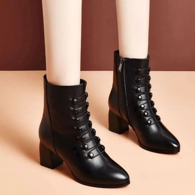 View 2 — Steampunk ankle boots — buttons PU black