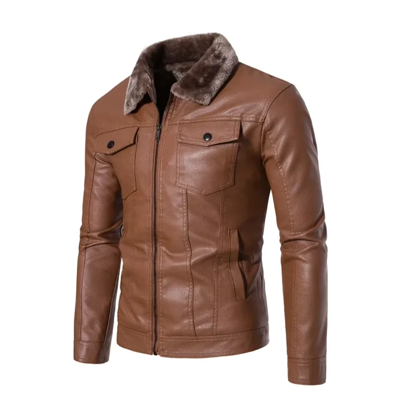 Men’s steampunk jacket — aviator collar fur Men’s steampunk jacket — aviator collar fur