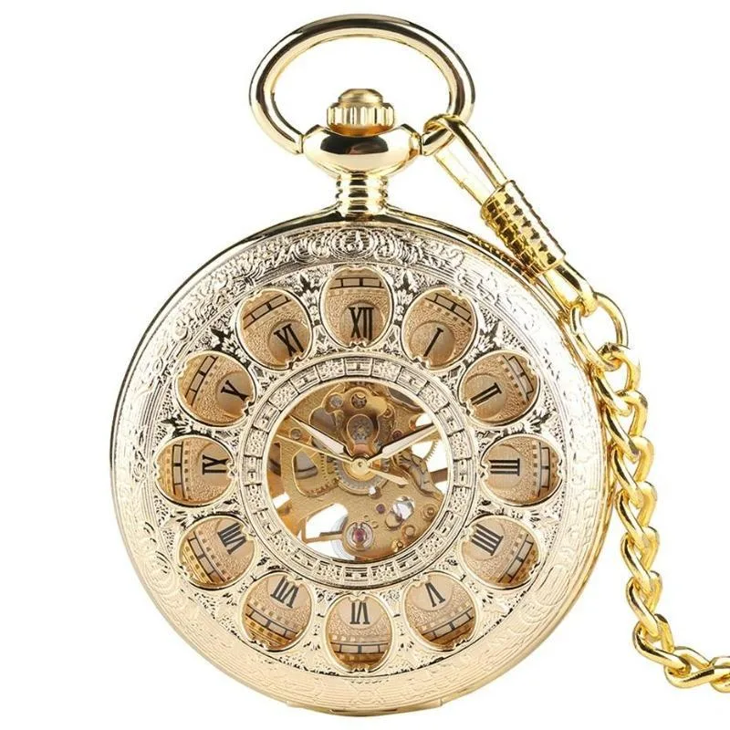 Antique-style steampunk watch — pocket plated gold colour