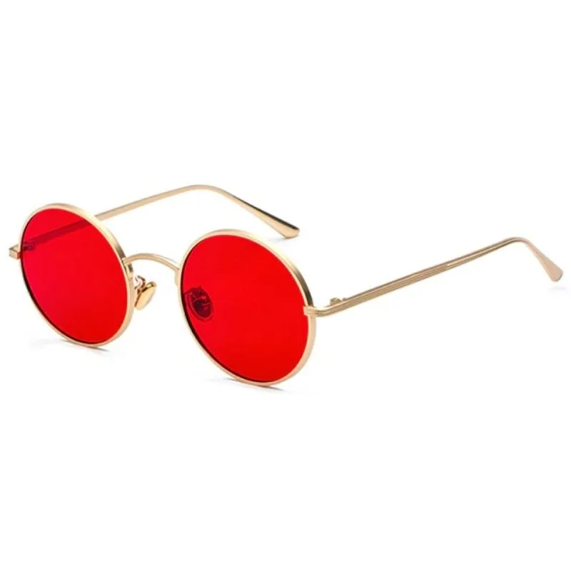 Vintage-style steampunk sunglasses — red round