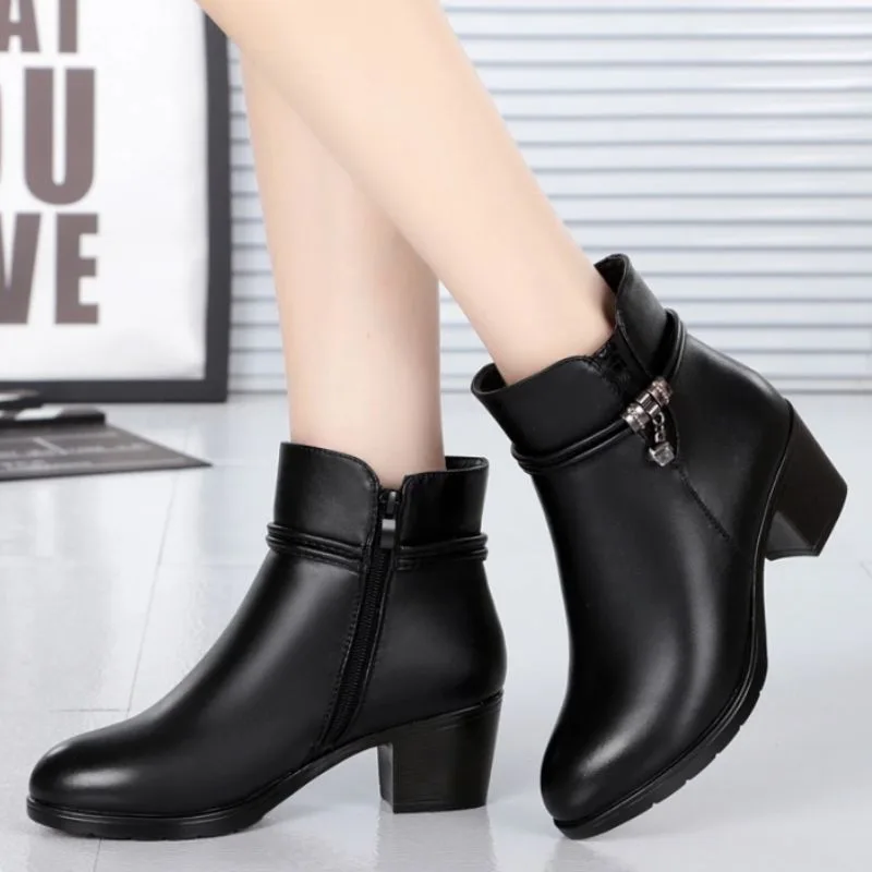 View 2 — Steampunk ankle boots — PU black heel 5 cm