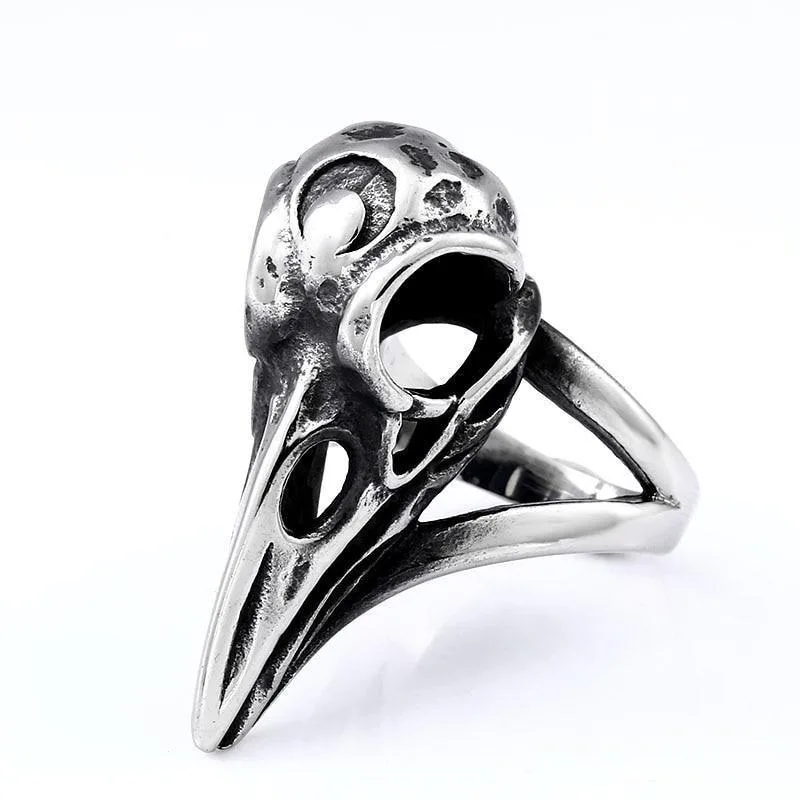 Steampunk ring — skull raven