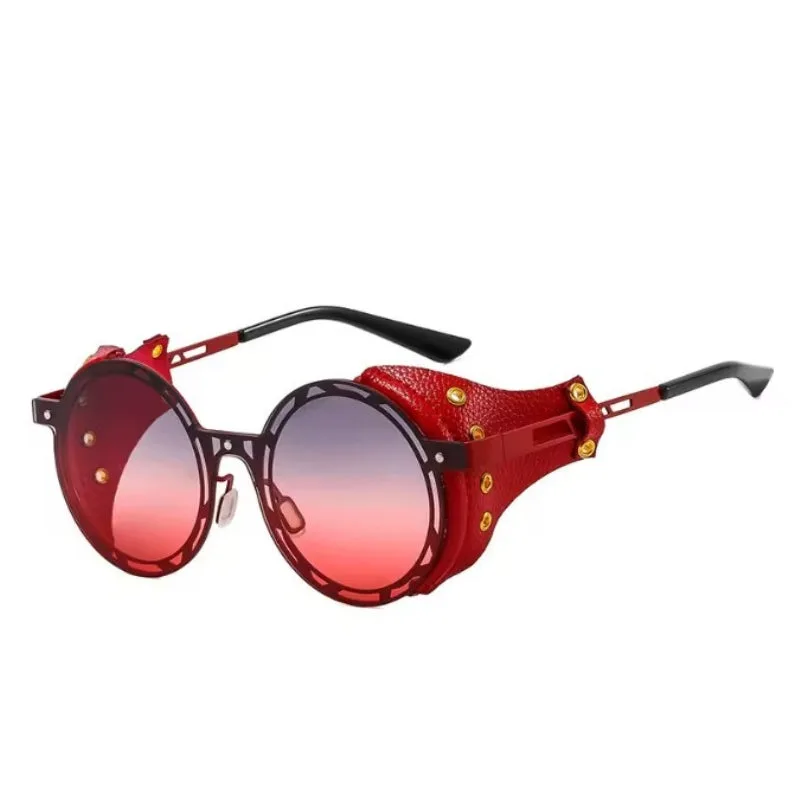 View 9 — Vintage-style steampunk sunglasses — with faux leather