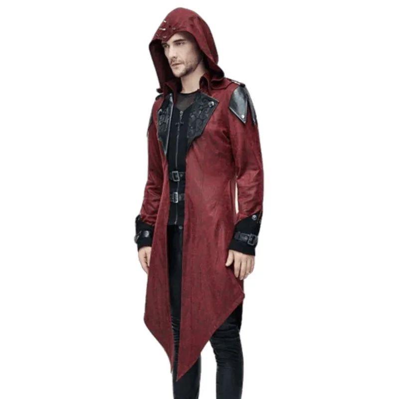 Men’s gothic steampunk coat — red