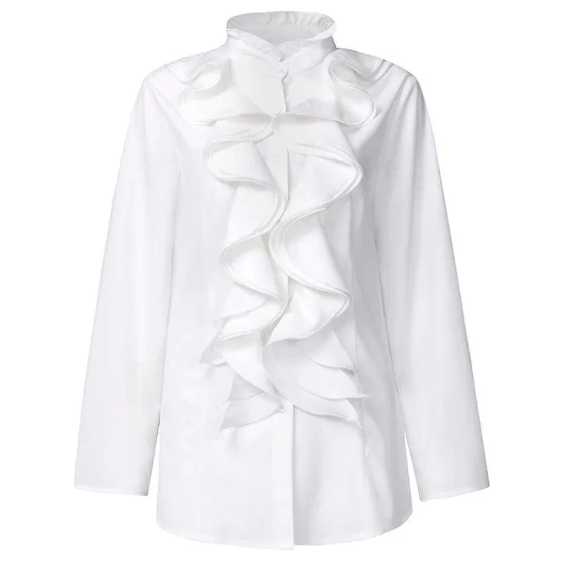 Women’s Victorian steampunk blouse — collar ruffled
