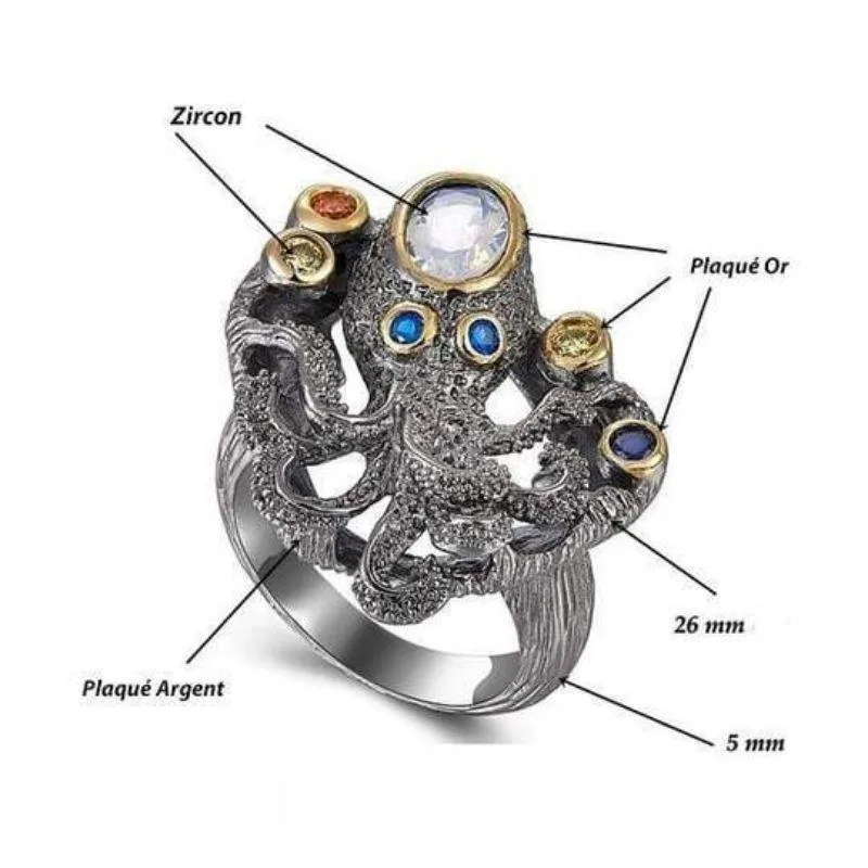 View 3 — Steampunk ring — octopus