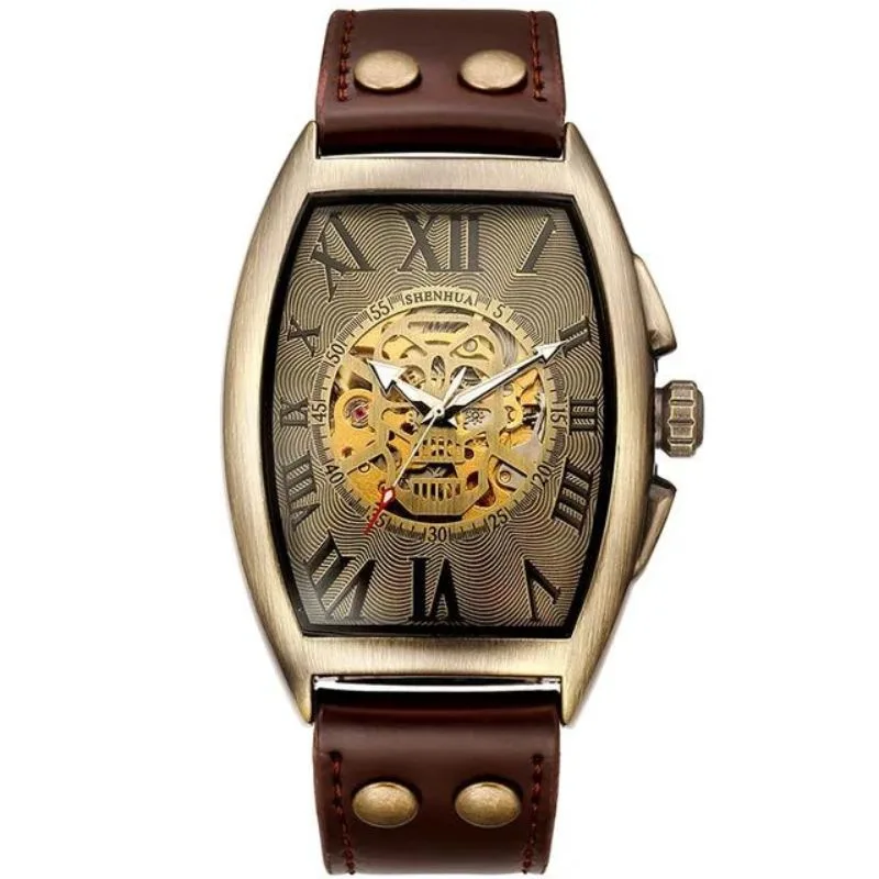 View 4 — Men’s mechanical steampunk watch — rectangular