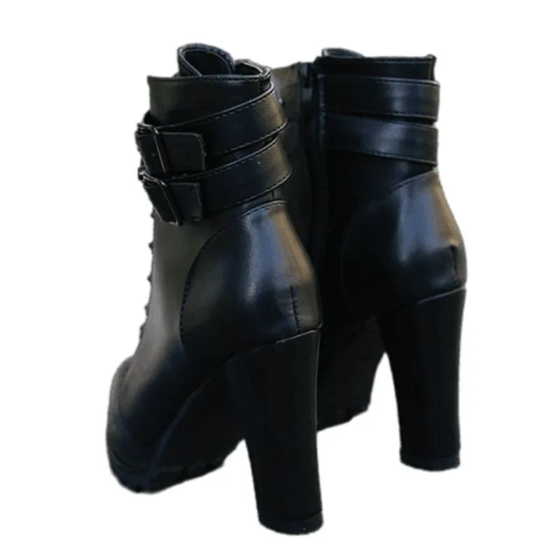 View 3 — Steampunk ankle boots — black heel top