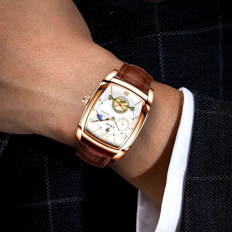 View 2 — Men’s steampunk watch — rectangular elegant style