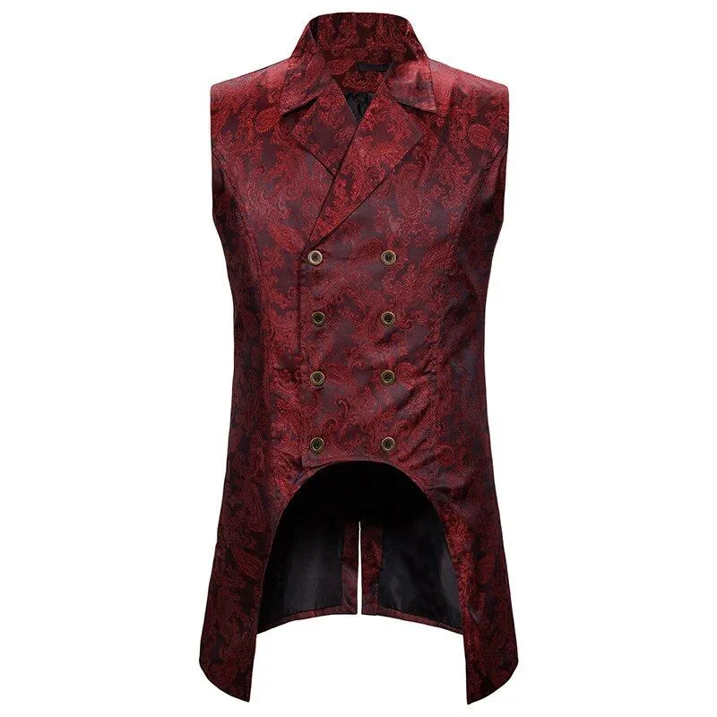 Men’s gothic steampunk jacket — costume sleeveless red Men’s gothic steampunk jacket — costume sleeveless red