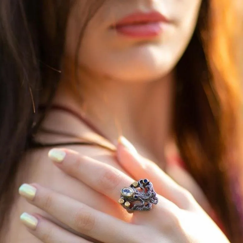 View 2 — Steampunk ring — octopus
