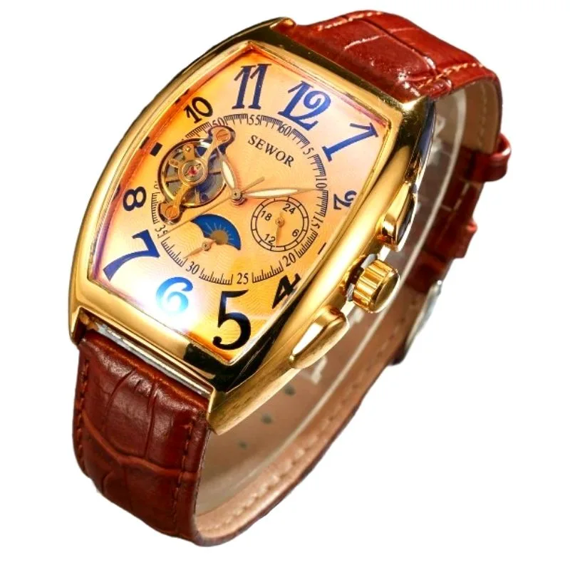 View 5 — Men’s vintage-style steampunk watch — rectangular