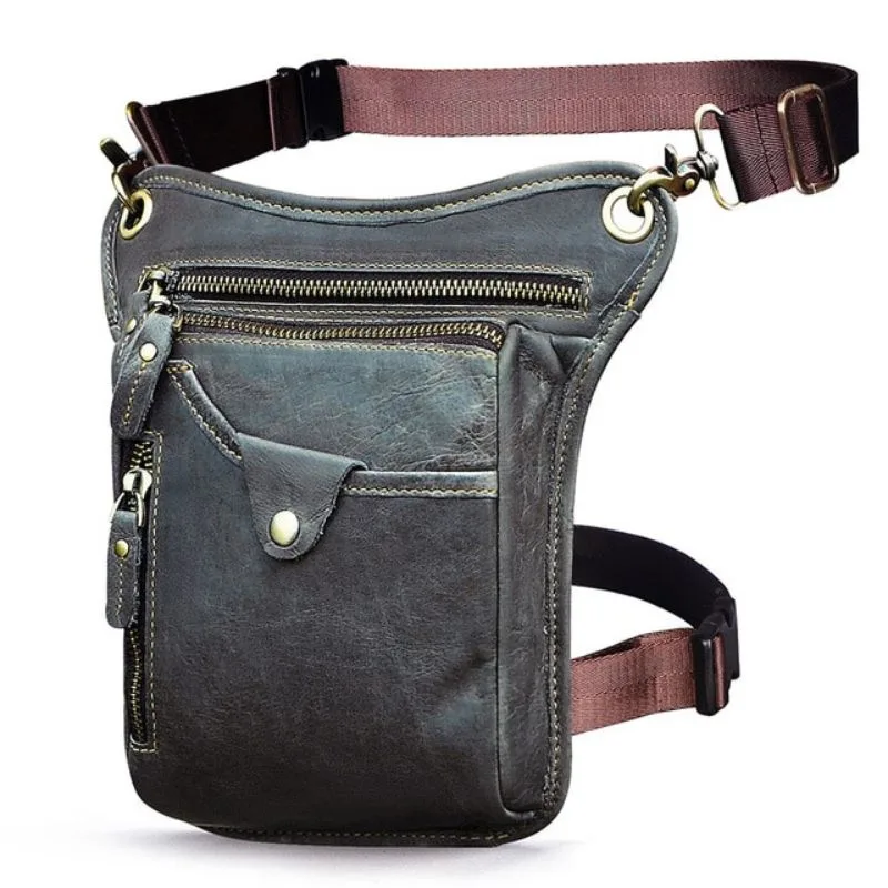 View 4 — Men’s vintage-style steampunk satchel — shoulder strap leather