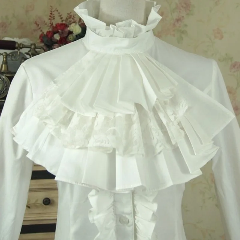View 2 — Steampunk shirt — cravat Goth white