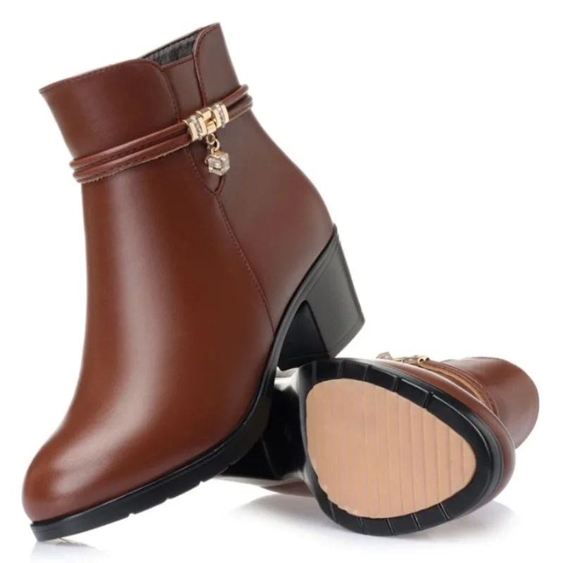 View 3 — Steampunk ankle boots — PU brown heel