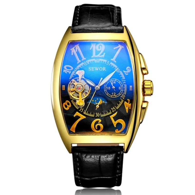 View 4 — Men’s vintage-style steampunk watch — rectangular