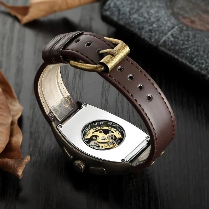 View 3 — Men’s mechanical steampunk watch — rectangular