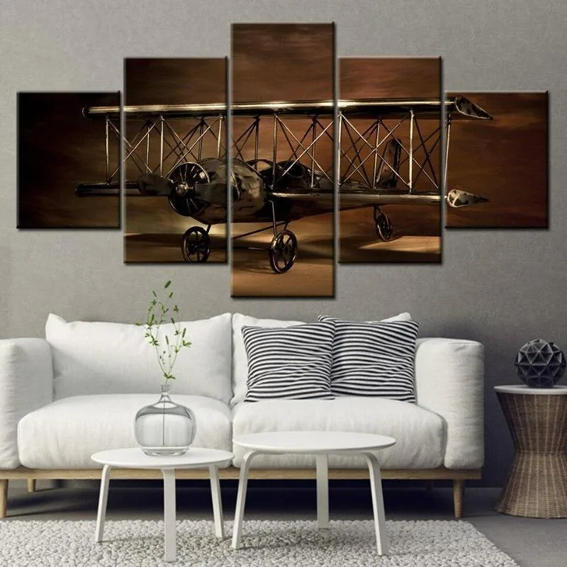 View 2 — Vintage-style steampunk wall art — aeroplane