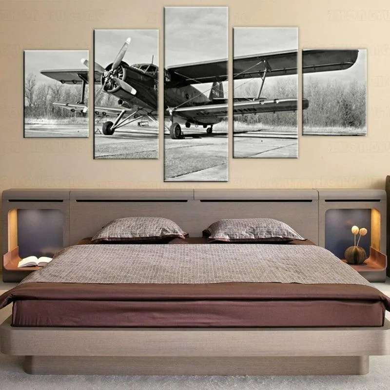 View 2 — Steampunk wall art — aeroplane black and white