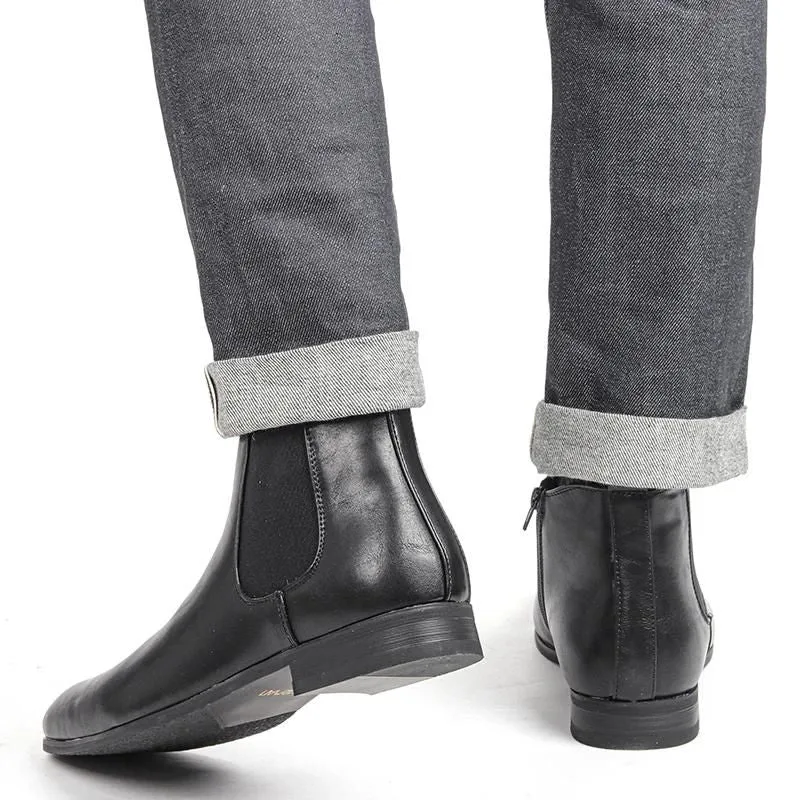 View 5 — Men’s steampunk ankle boots — zipped PU