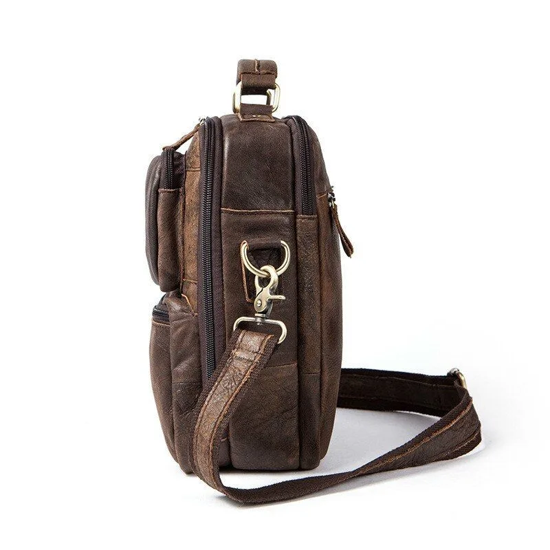 View 4 — Men’s vintage-style steampunk bag — Shoulder leather