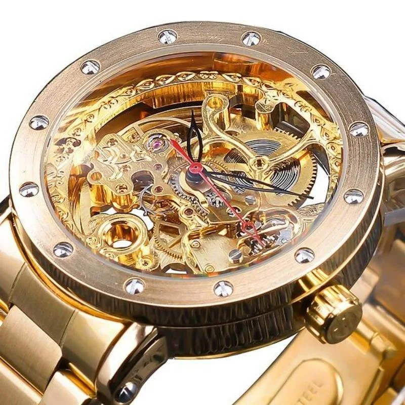 View 3 — Men’s automatic steampunk skeleton watch