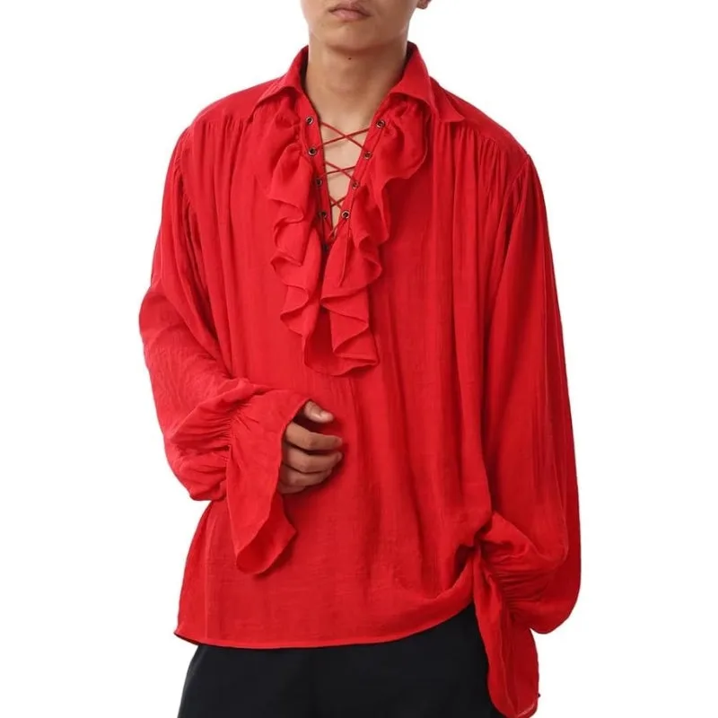 View 2 — Men’s steampunk shirt — red