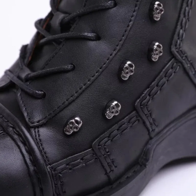 View 4 — Men’s steampunk ankle boots — motorcycle leather