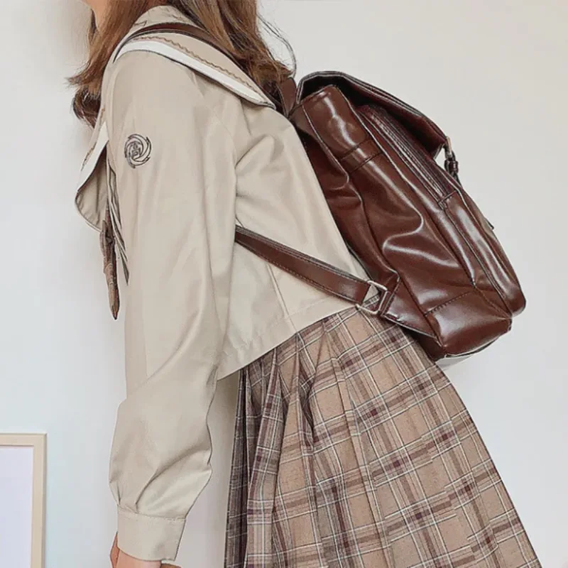 View 2 — Women’s vintage-style steampunk backpack — PU