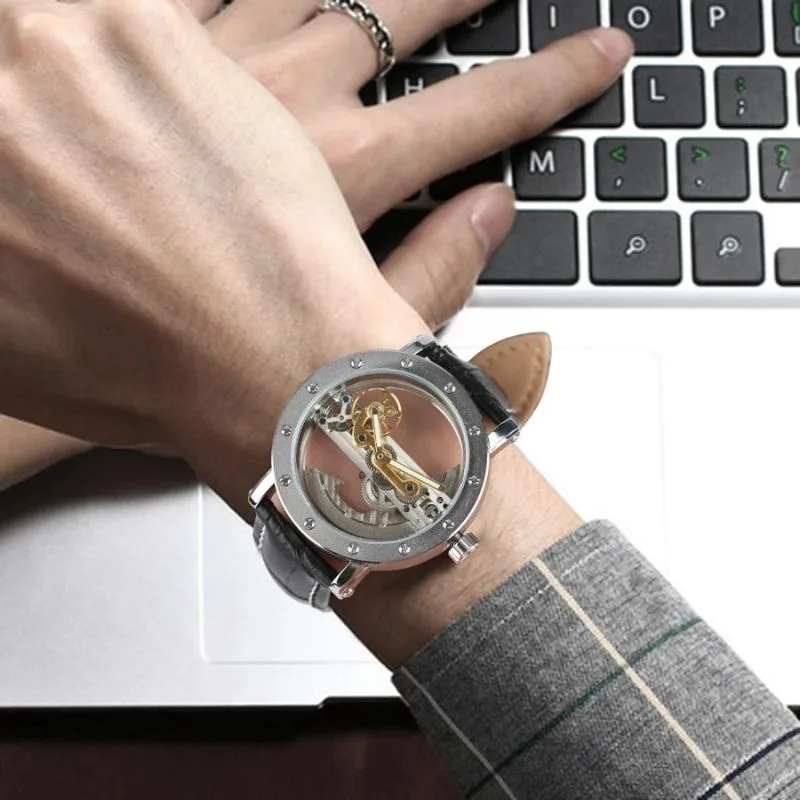 View 2 — Men’s steampunk watch — skeleton transparent