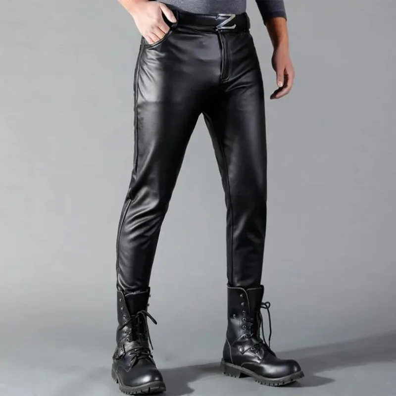View 4 — Men’s steampunk trousers — PU faux leather black