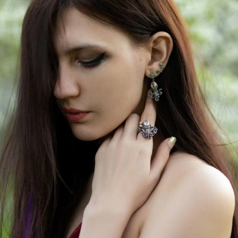View 2 — Steampunk earrings — octopus