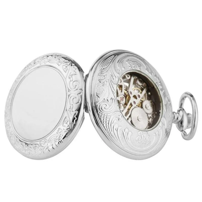 View 5 — Antique-style steampunk pocket watch — silver-coloured