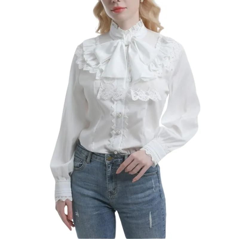 View 2 — Victorian steampunk blouse — white