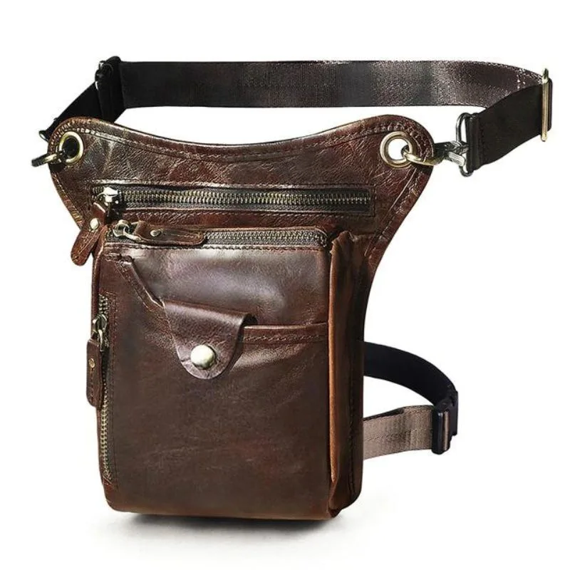 Men’s vintage-style steampunk satchel — shoulder strap leather