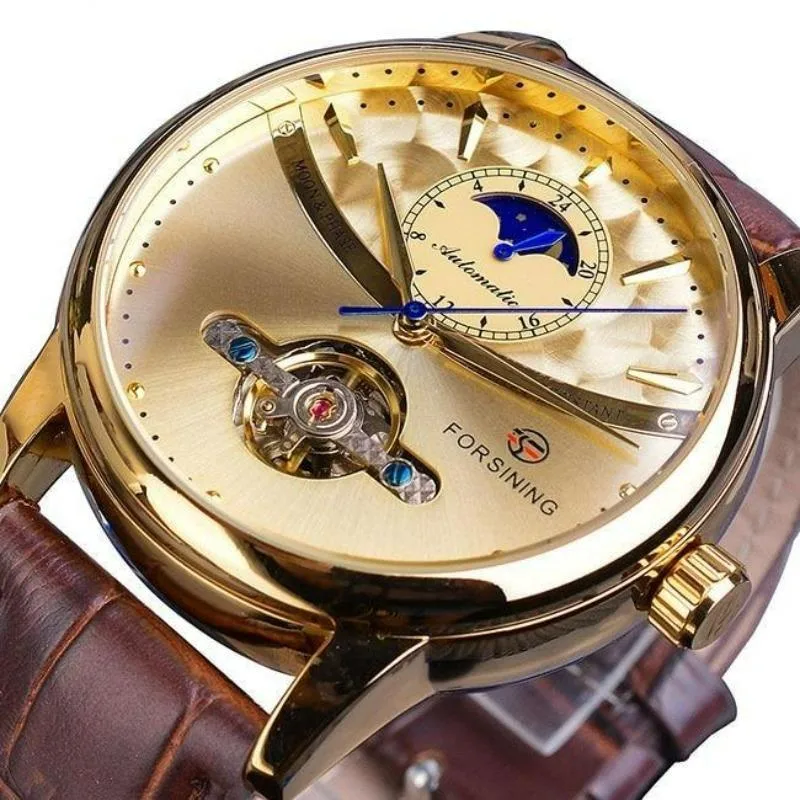 Men’s steampunk watch — moon phase