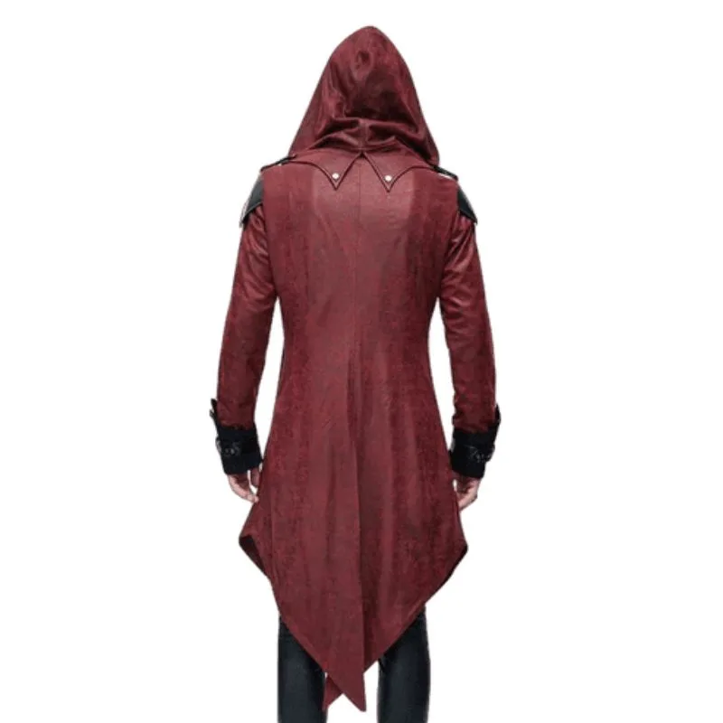 View 3 — Men’s gothic steampunk coat — red